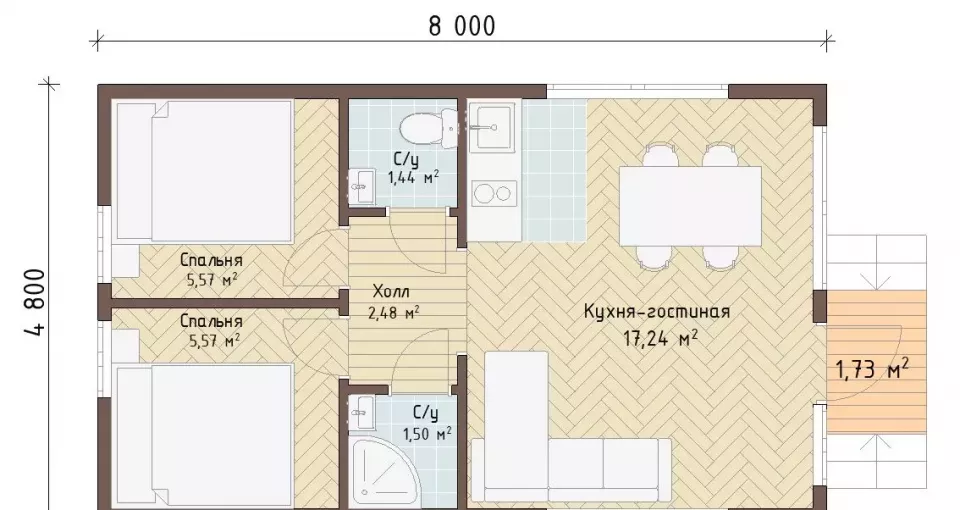 Барнхаус, проект №273 - план первого этажа